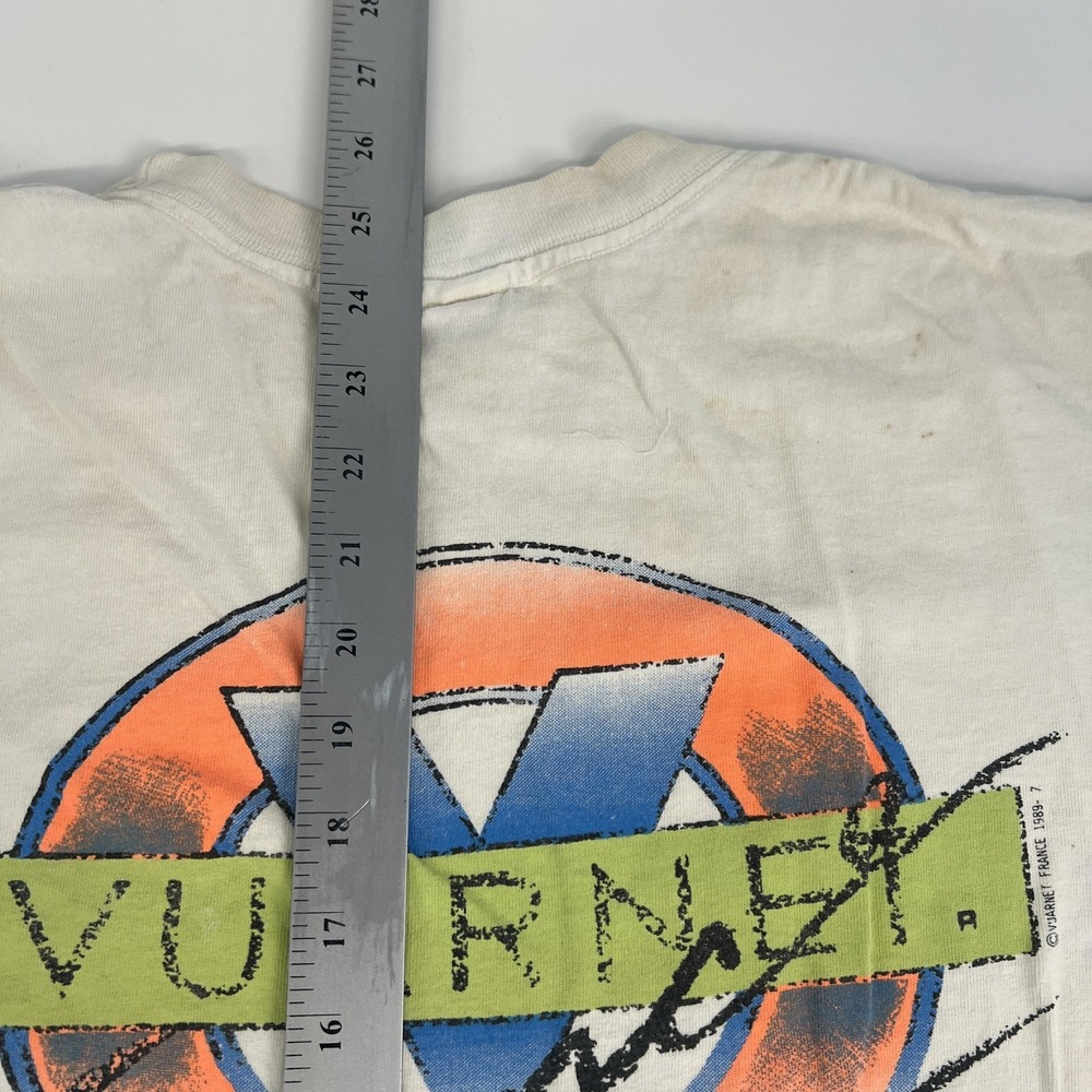 Vintage 1989 Vuarnet France Shirt Mens Large White Logo Graphic Tee Made USA - Picture 10 of 12